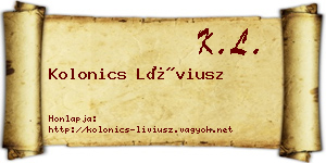 Kolonics Líviusz névjegykártya