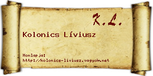 Kolonics Líviusz névjegykártya